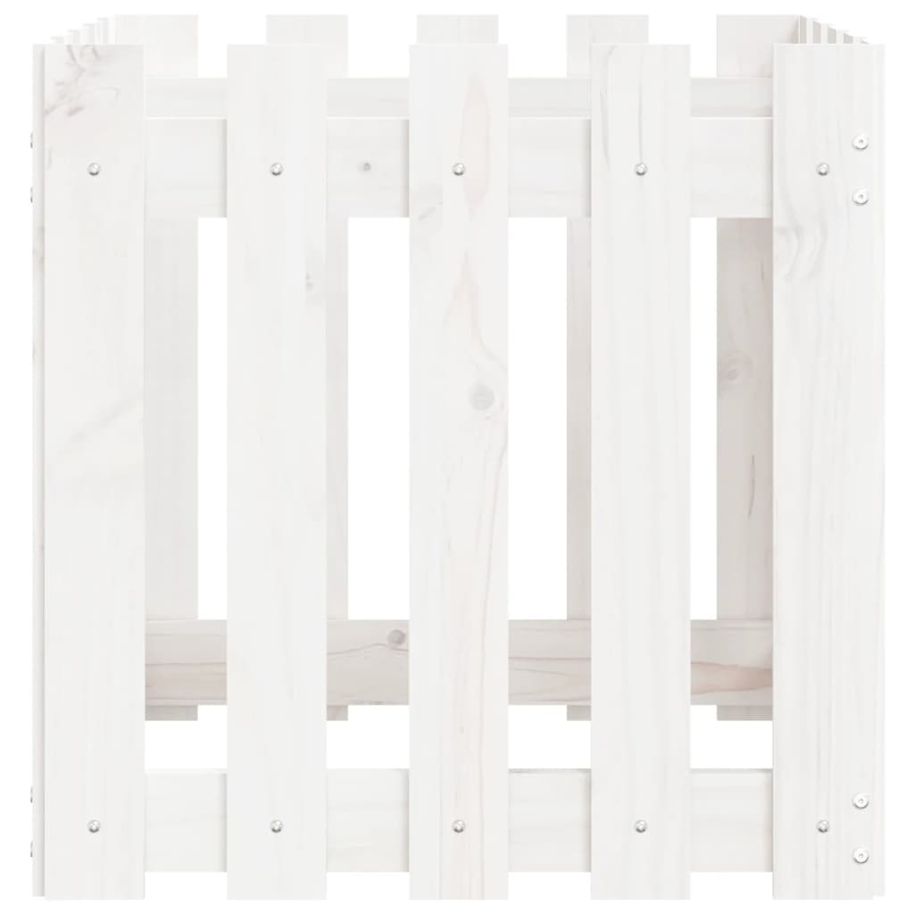 Garden Planter with Fence Design White 50x50x50 cm Solid Wood Pine