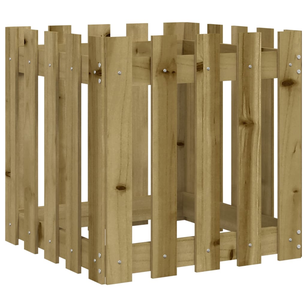 Garden Planter with Fence Design 50x50x50 cm Impregnated Wood Pine