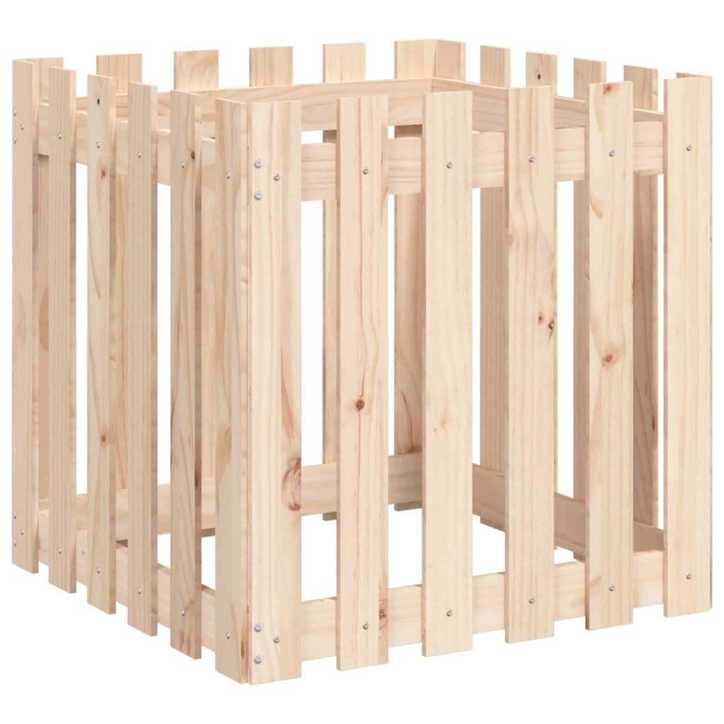 Garden Planter with Fence Design 60x60x60 cm Solid Wood Pine