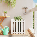 Garden Planter with Fence Design White 60x60x60 cm Solid Wood Pine