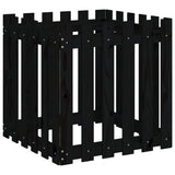 Garden Planter with Fence Design Black 60x60x60 cm Solid Wood Pine