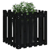 Garden Planter with Fence Design Black 60x60x60 cm Solid Wood Pine