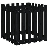 Garden Planter with Fence Design Black 60x60x60 cm Solid Wood Pine