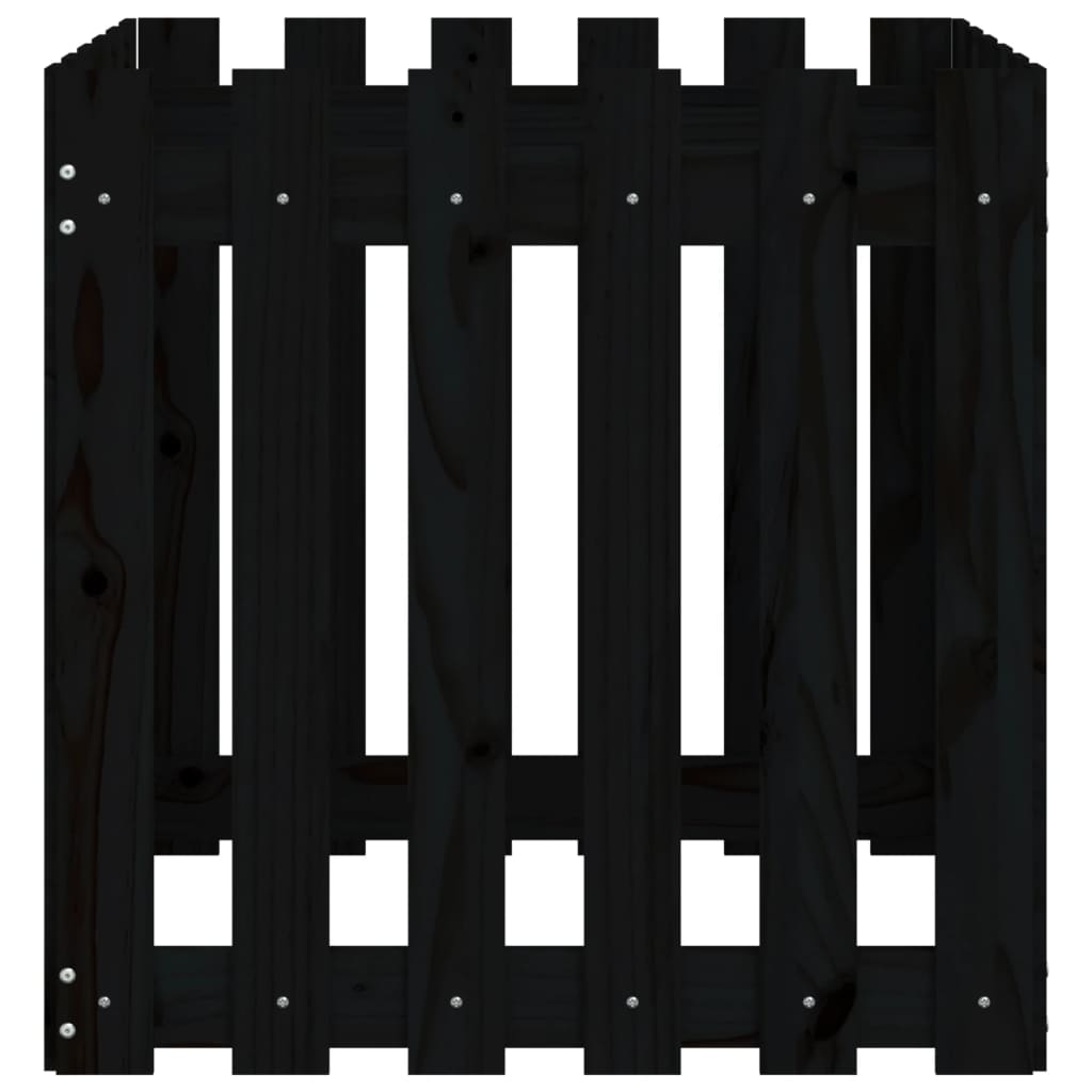 Garden Planter with Fence Design Black 60x60x60 cm Solid Wood Pine