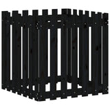 Garden Planter with Fence Design Black 70x70x70 cm Solid Wood Pine