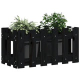 Garden Planter with Fence Design Black 60x30x30 cm Solid Wood Pine