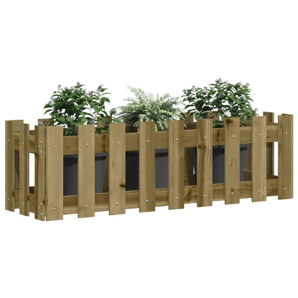 Garden Raised Bed with Fence Design 100x30x30 cm Impregnated Wood Pine