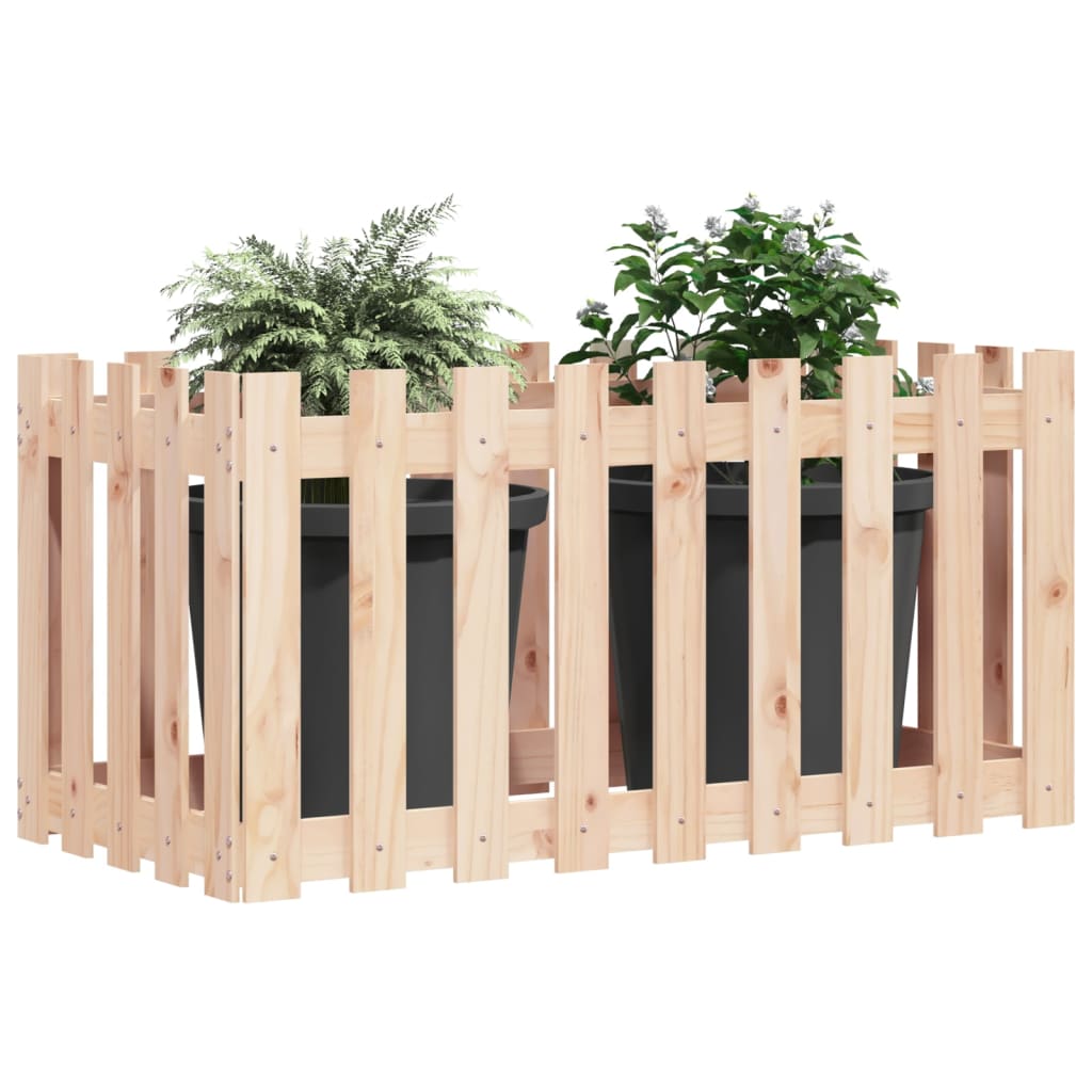 Garden Raised Bed with Fence Design 100x50x50 cm Solid Wood Pine