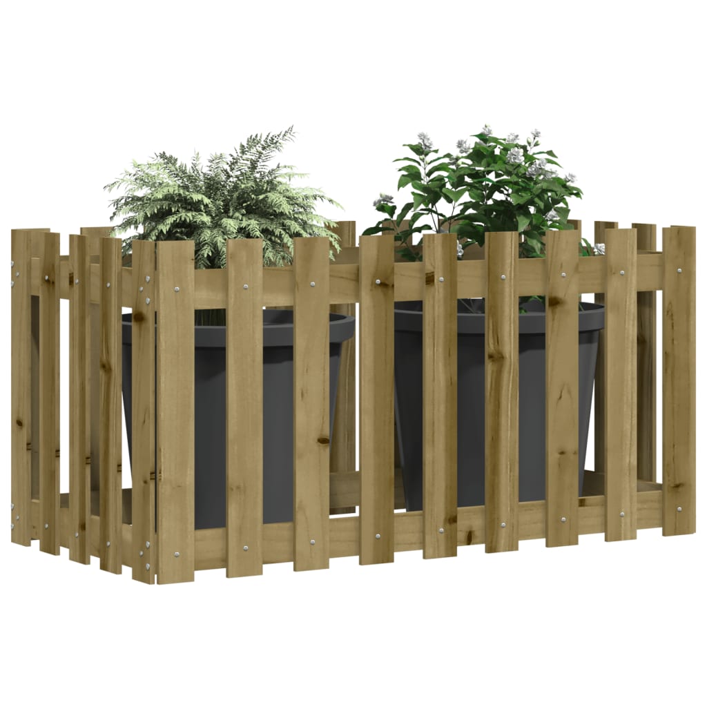 Garden Raised Bed with Fence Design 100x50x70 cm Impregnated Wood Pine