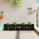 Garden Raised Bed with Fence Design Black 150x30x30 cm Solid Wood Pine