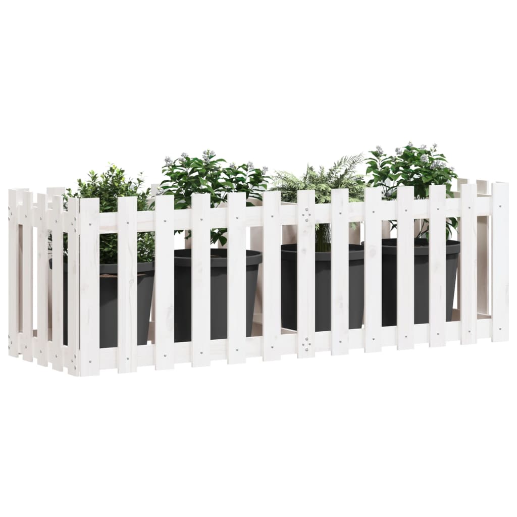 Garden Raised Bed with Fence Design White 150x50x50 cm Solid Wood Pine