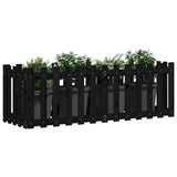 Garden Raised Bed with Fence Design Black 150x50x50 cm Solid Wood Pine