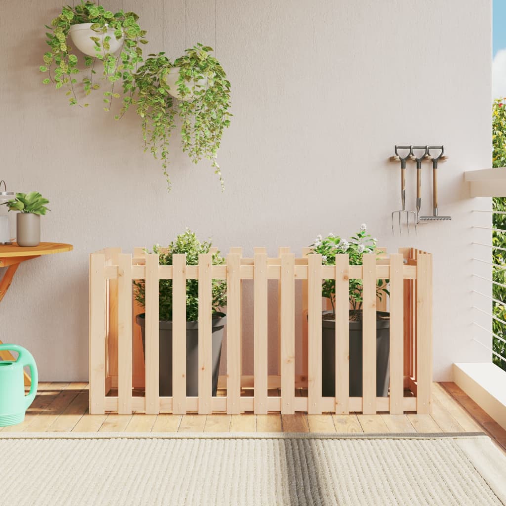 Garden Raised Bed with Fence Design 150x50x70 cm Solid Wood Pine