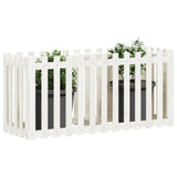 Garden Raised Bed with Fence Design White 150x50x70 cm Solid Wood Pine