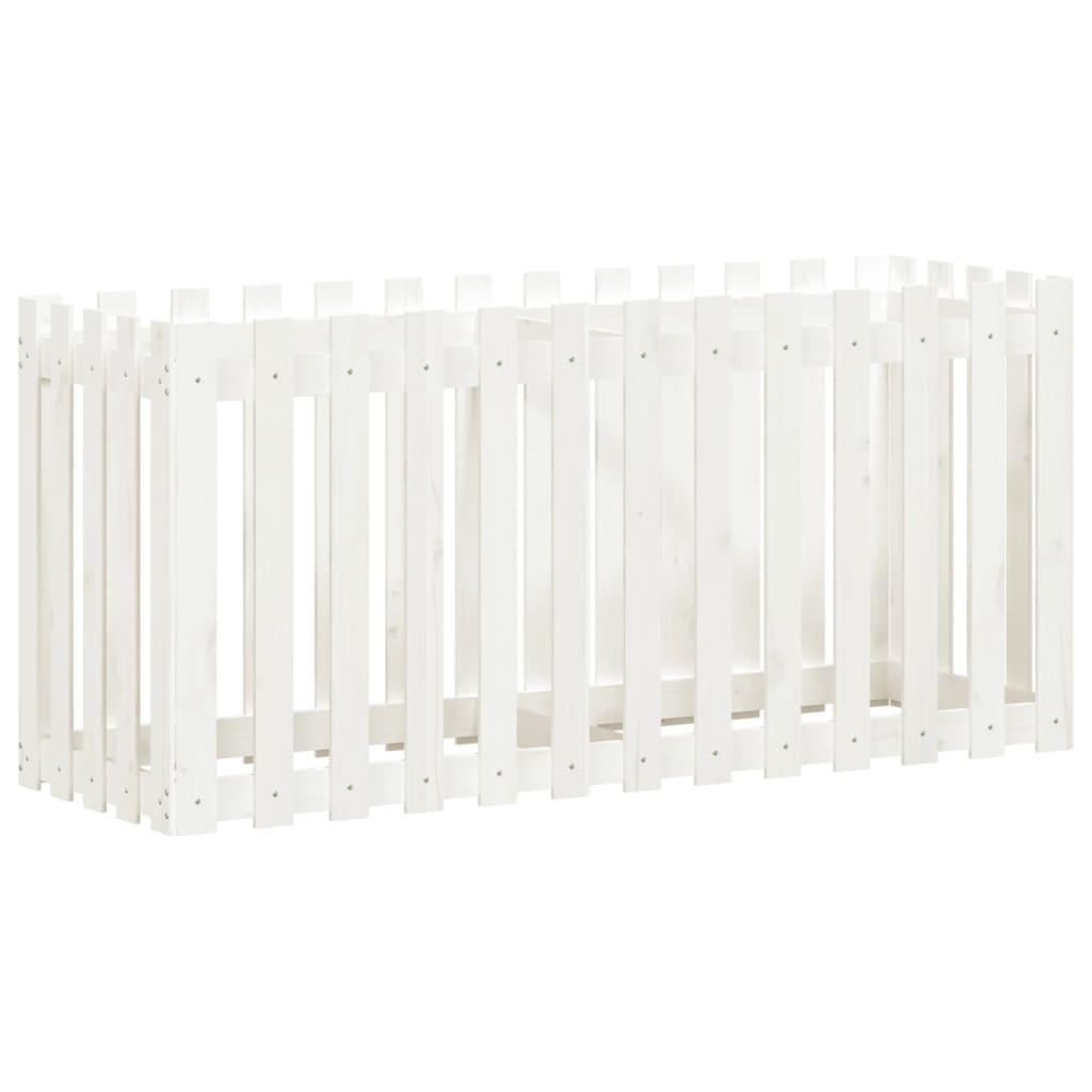 Garden Raised Bed with Fence Design White 150x50x70 cm Solid Wood Pine