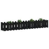 Garden Raised Bed with Fence Design Black 200x30x30 cm Solid Wood Pine