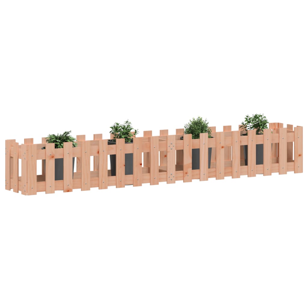 Garden Raised Bed with Fence Design 200x30x30 cm Solid Wood Douglas