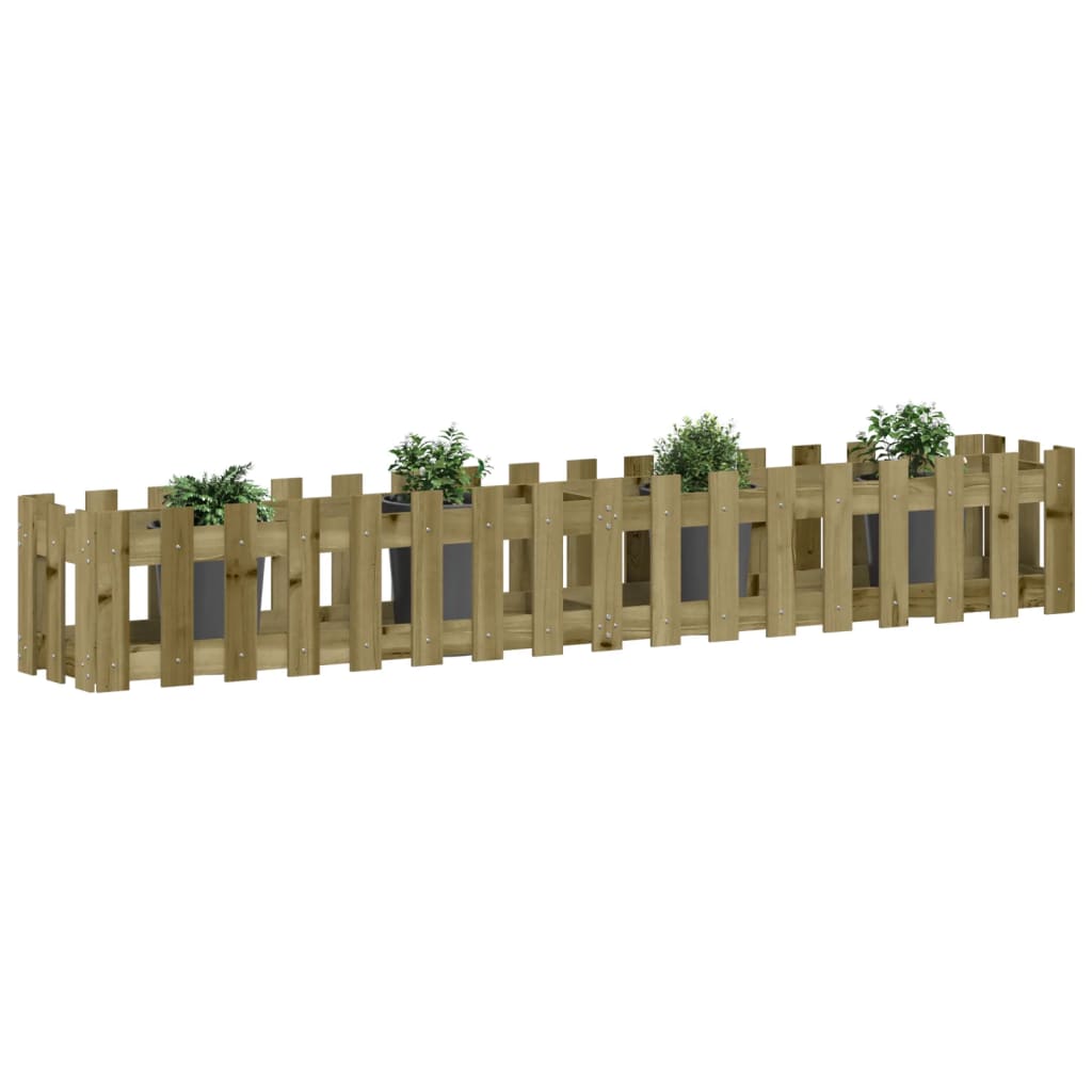 Garden Raised Bed with Fence Design 200x30x30 cm Impregnated Wood Pine