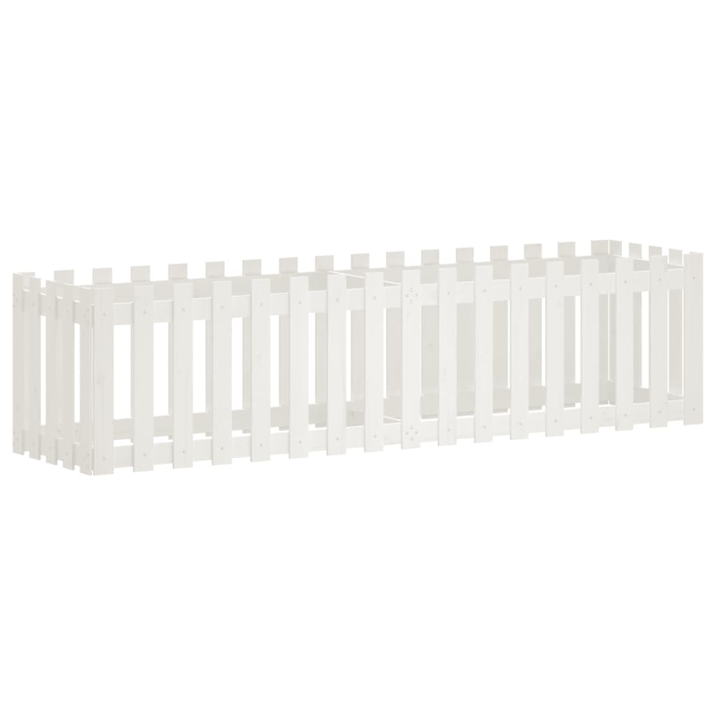 Garden Raised Bed with Fence Design White 200x50x50 cm Solid Wood Pine