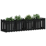 Garden Raised Bed with Fence Design Black 200x50x50 cm Solid Wood Pine