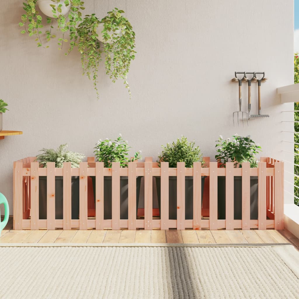 Garden Raised Bed with Fence Design 200x50x50 cm Solid Wood Douglas