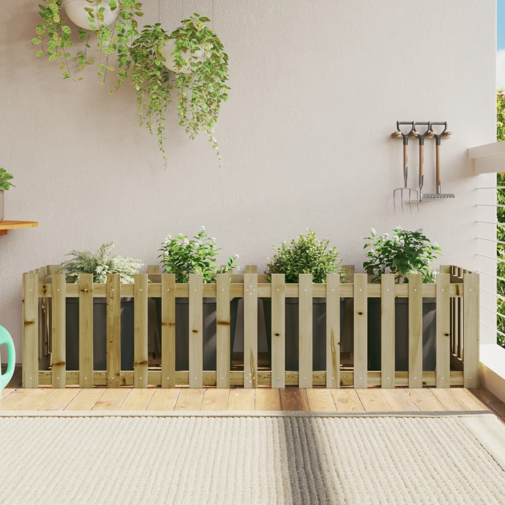 Garden Raised Bed with Fence Design 200x50x50 cm Impregnated Wood Pine