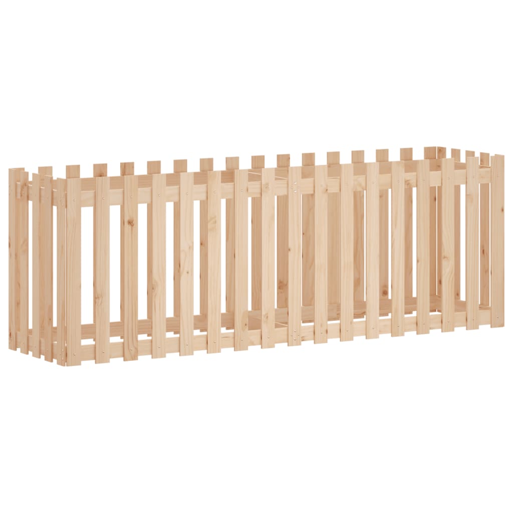 Garden Raised Bed with Fence Design 200x50x70 cm Solid Wood Pine