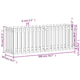 Garden Raised Bed with Fence Design 200x50x70 cm Solid Wood Pine