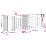 Garden Raised Bed with Fence Design White 200x50x70 cm Solid Wood Pine