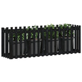 Garden Raised Bed with Fence Design Black 200x50x70 cm Solid Wood Pine