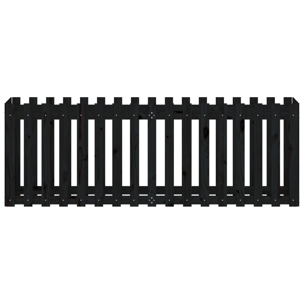 Garden Raised Bed with Fence Design Black 200x50x70 cm Solid Wood Pine