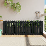 Garden Raised Bed with Fence Design Black 200x50x70 cm Solid Wood Pine