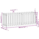 Garden Raised Bed with Fence Design 200x50x70 cm Solid Wood Douglas