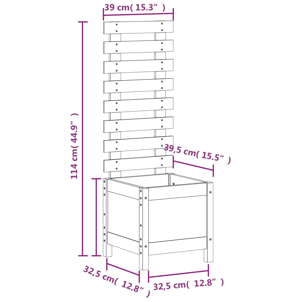 Garden Planter with Rack 39x39.5x114 cm Solid Wood Pine