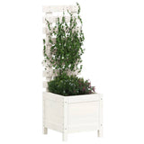 Garden Planter with Rack White 39x39.5x114 cm Solid Wood Pine