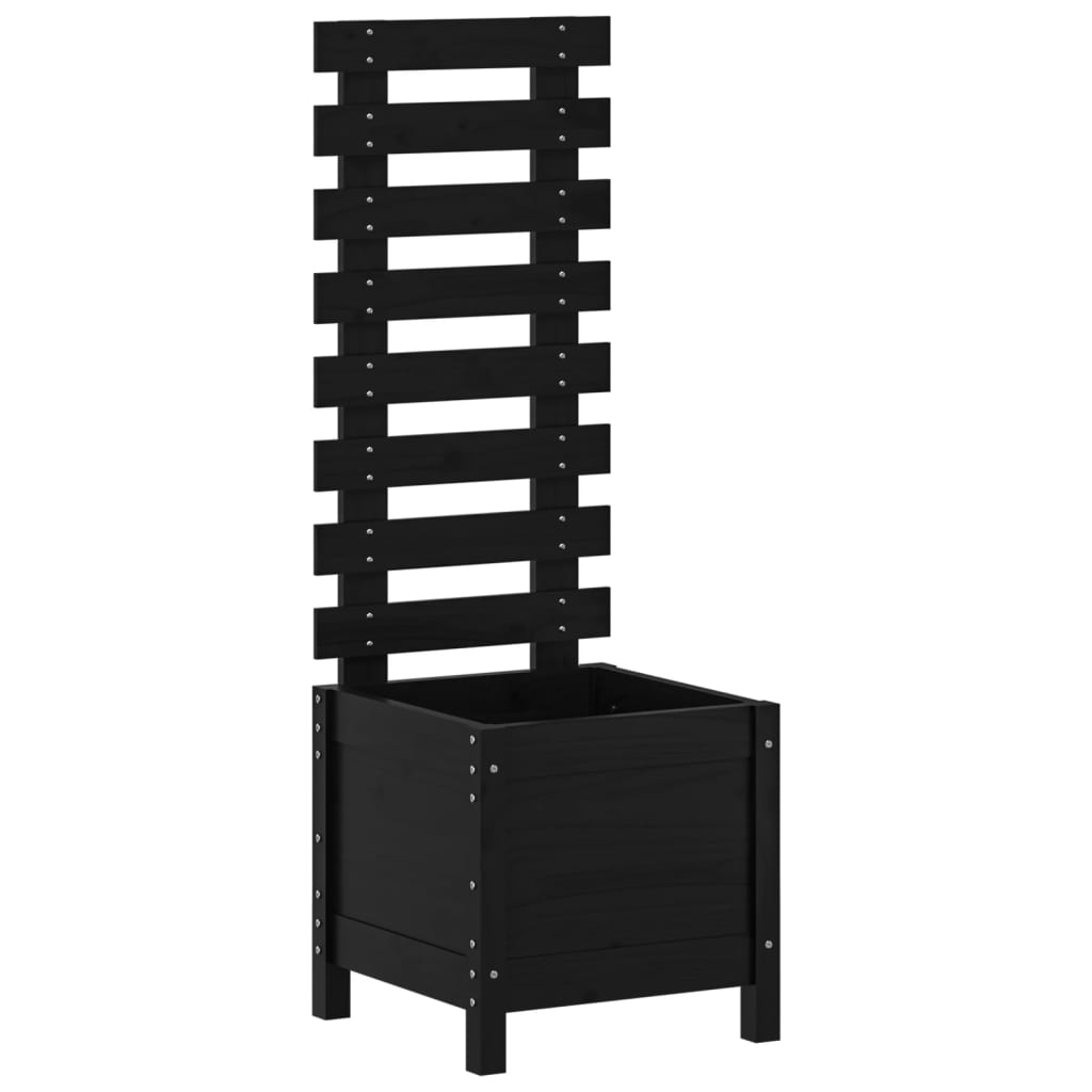 Garden Planter with Rack Black 39x39.5x114 cm Solid Wood Pine