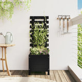 Garden Planter with Rack Black 39x39.5x114 cm Solid Wood Pine