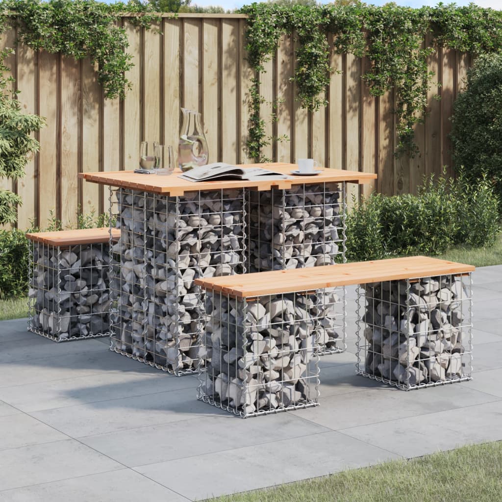 Garden Table Gabion Design 100x70x72 cm Solid Wood Pine