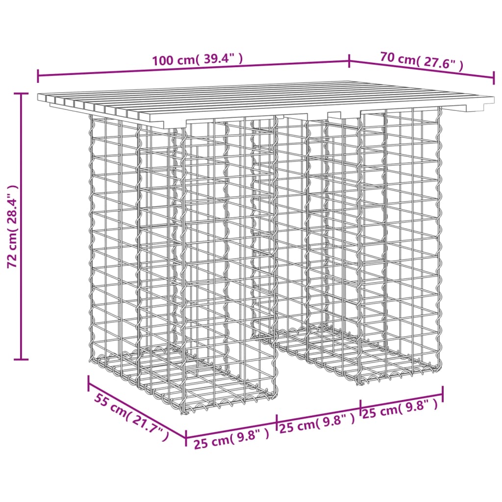 Garden Table Gabion Design 100x70x72 cm Solid Wood Douglas