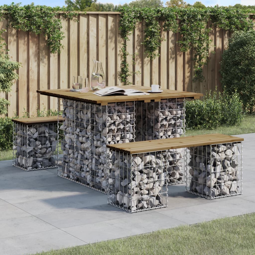 Garden Table Gabion Design 100x102x72 cm Impregnated Wood Pine