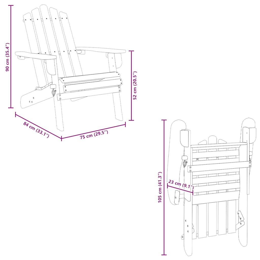 Garden Adirondack Chairs with Footrests 2 pcs Solid Wood Acacia