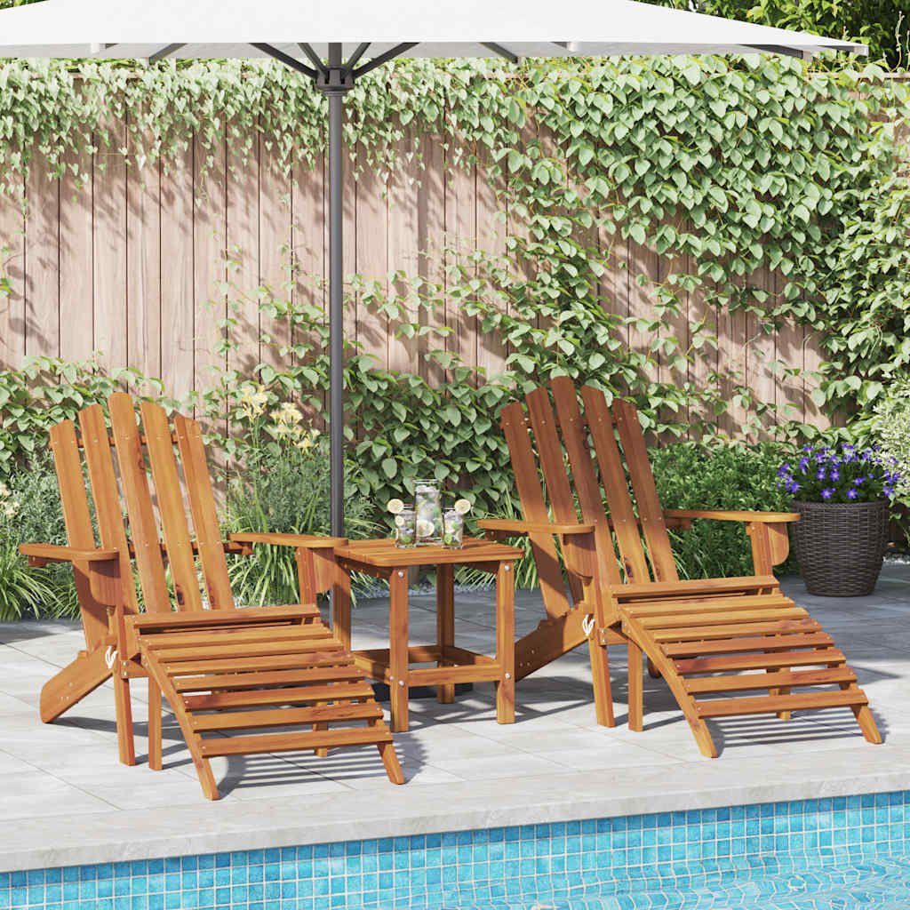 Garden Adirondack Chairs with Footrests 2 pcs Solid Wood Acacia