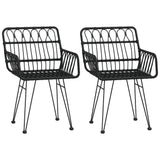 vidaXL Garden Chairs 2 pcs with Armrest Black 56x64x80 cm PE Rattan