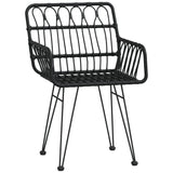 vidaXL Garden Chairs 2 pcs with Armrest Black 56x64x80 cm PE Rattan