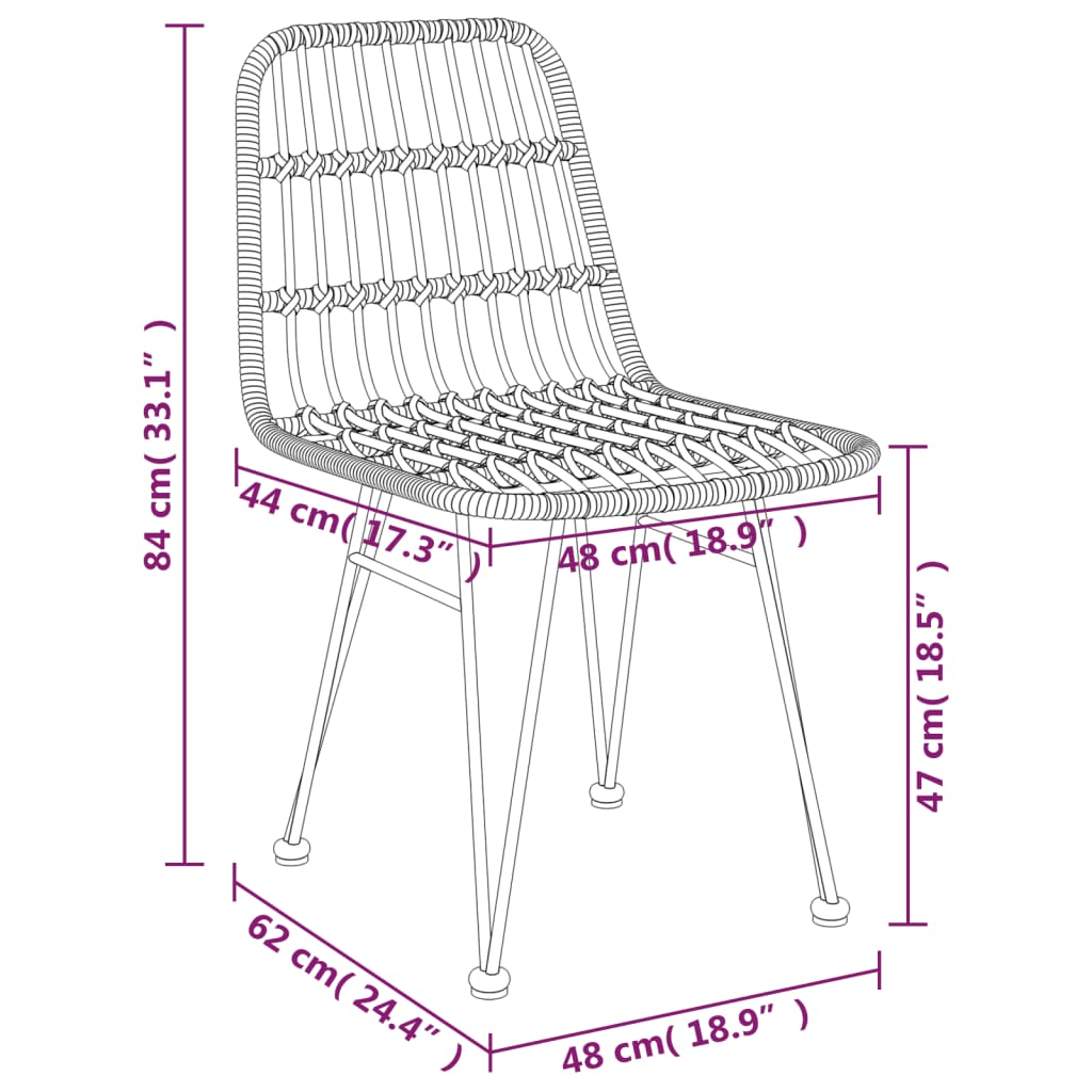 vidaXL Garden Chairs 2 pcs 48x62x84 cm PE Rattan