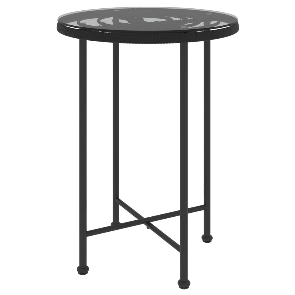 Dining Table Black Ø55 cm Tempered Glass and Steel