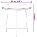 Dining Table Ø80 cm Tempered Glass and Steel