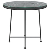 Dining Table Black Ø80 cm Tempered Glass and Steel