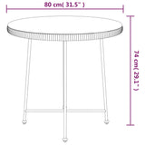 Dining Table Black Ø80 cm Tempered Glass and Steel