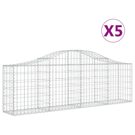 Arched Gabion Baskets 5 pcs 200x30x60/80 cm Galvanised Iron